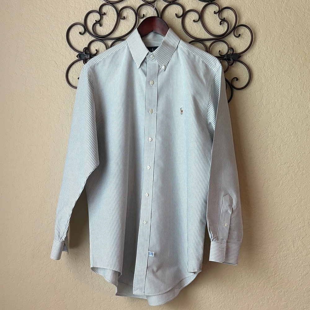 Polo by Ralph Lauren White and Gray Casual Button Down Shirt 100% Cotton 16/34